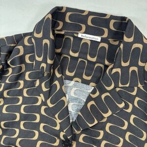 Reformation Noah Women's M Black and Brown Cropped Short Sleeve Shirt Collared